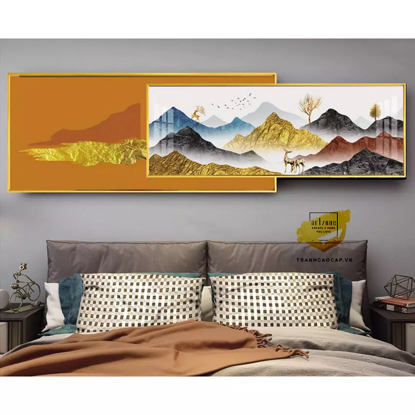 Tranh treo tường Canvas phòng ngủ Chất lượng cao 125*50-120*40 cm P/N: AZ2-0145-KN-CANVAS-125X50-120X40